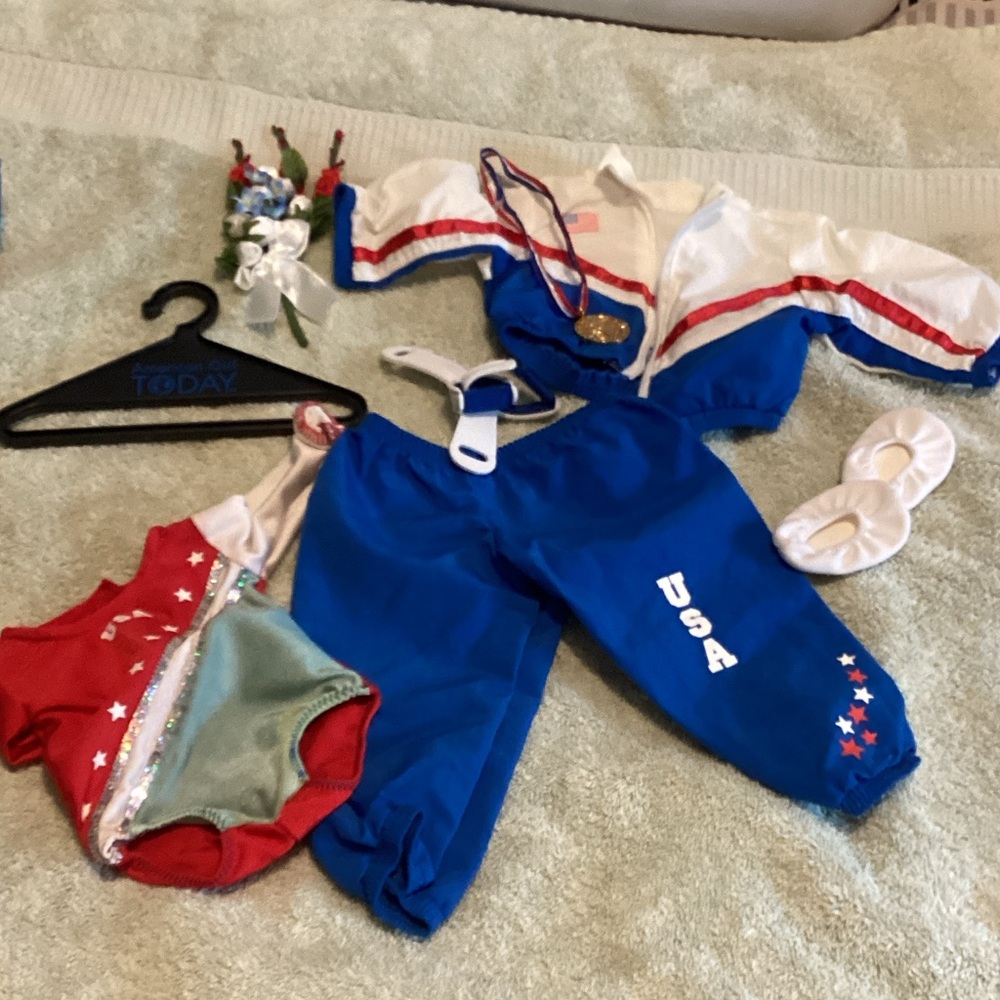 American Girl Red White and Blue USA Gymnastics Outfit Set